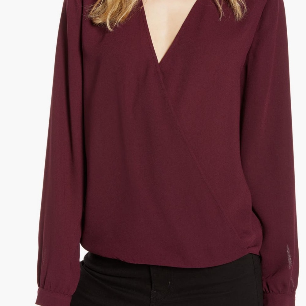 Halogen Deep Wine Wrap Blouse - Picture 4 of 4